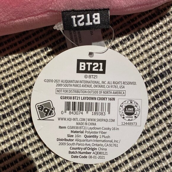 BTS Bangtan BT21 Laying Down Cooky Plush 16'' Line Friends License Pink Soft NWT - Picture 7 of 8